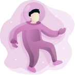 an illustration of a pink astronaut