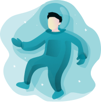 An illustration of a blue astronaut
