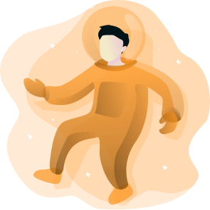 an illustration of an orange coloured astronaut